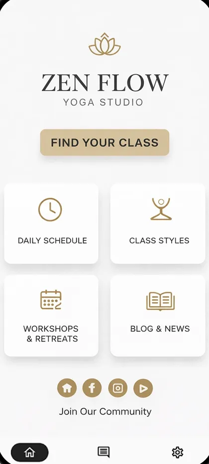 Member app designed for a yoga studio